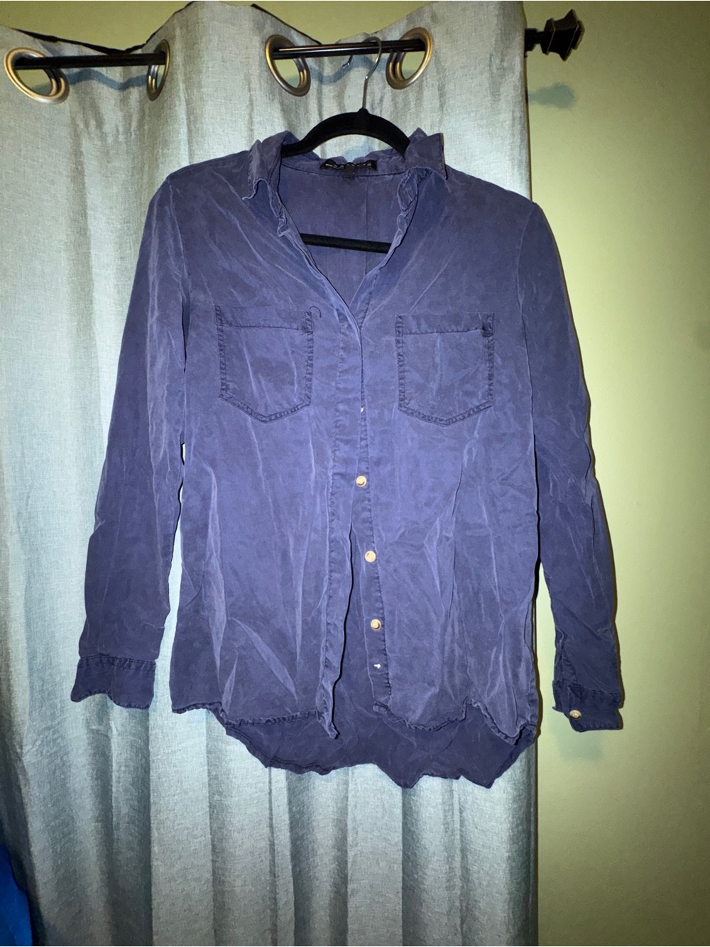 Lyocell Navy Button-Down Shirt